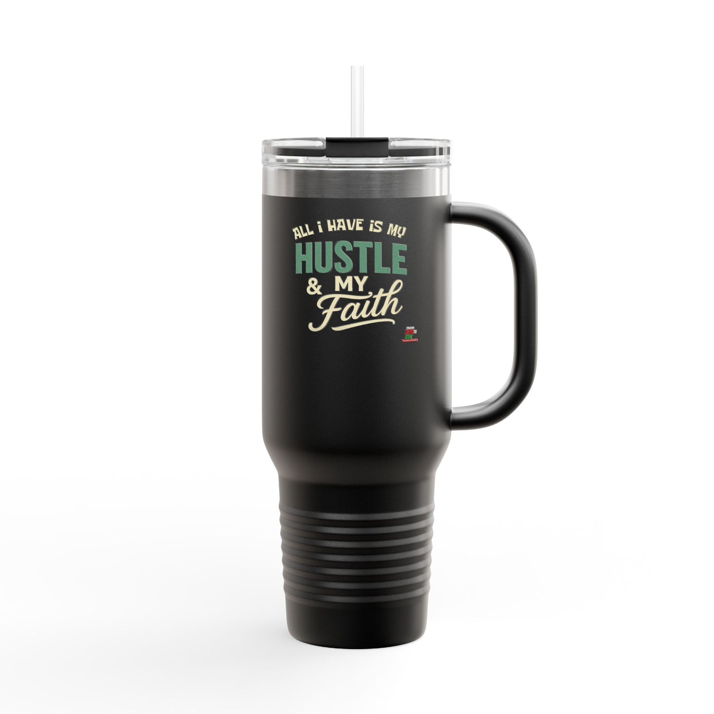Faith Hustle Insulated Travel Mug, 40oz - Perfect for Coffee Lovers, On-the-Go, Gift for Friends, Motivational Drinkware