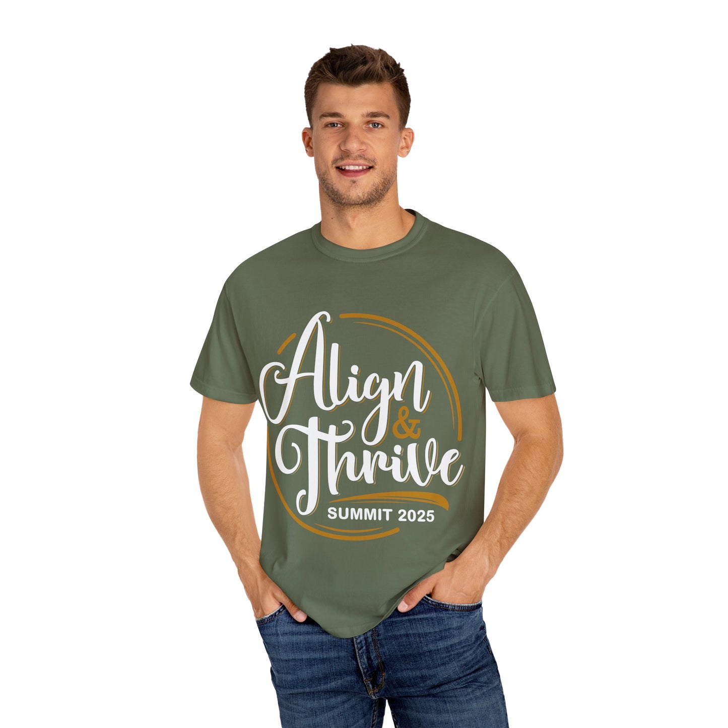 Align & Thrive Unisex T-shirt, Motivational Tee, Summit 2025 Shirt, Inspirational Apparel, Relaxed Fit Shirt
