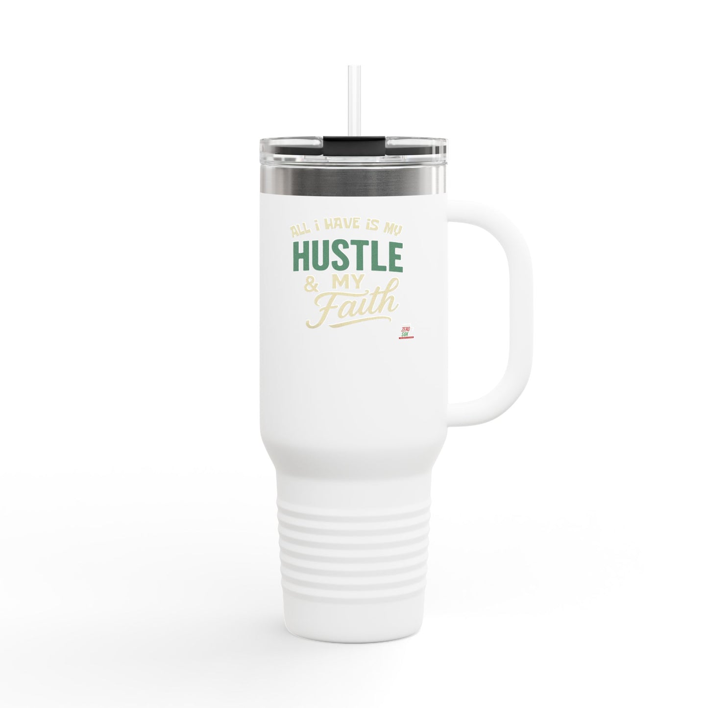 Faith Hustle Insulated Travel Mug, 40oz - Perfect for Coffee Lovers, On-the-Go, Gift for Friends, Motivational Drinkware
