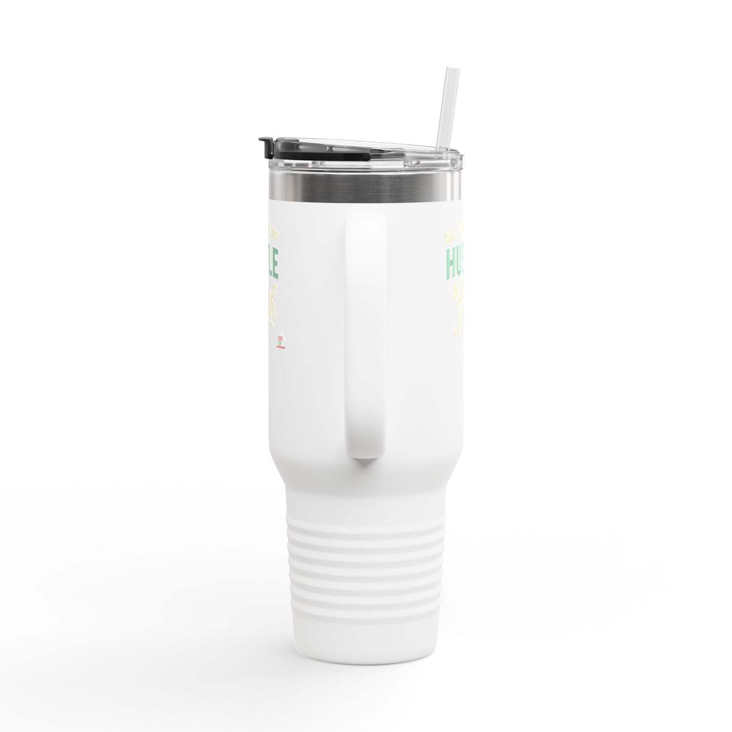 Faith Hustle Insulated Travel Mug, 40oz - Perfect for Coffee Lovers, On-the-Go, Gift for Friends, Motivational Drinkware