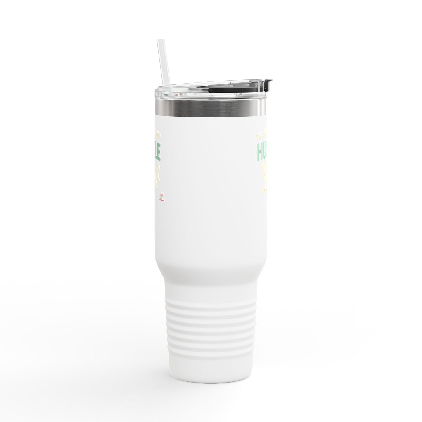 Faith Hustle Insulated Travel Mug, 40oz - Perfect for Coffee Lovers, On-the-Go, Gift for Friends, Motivational Drinkware
