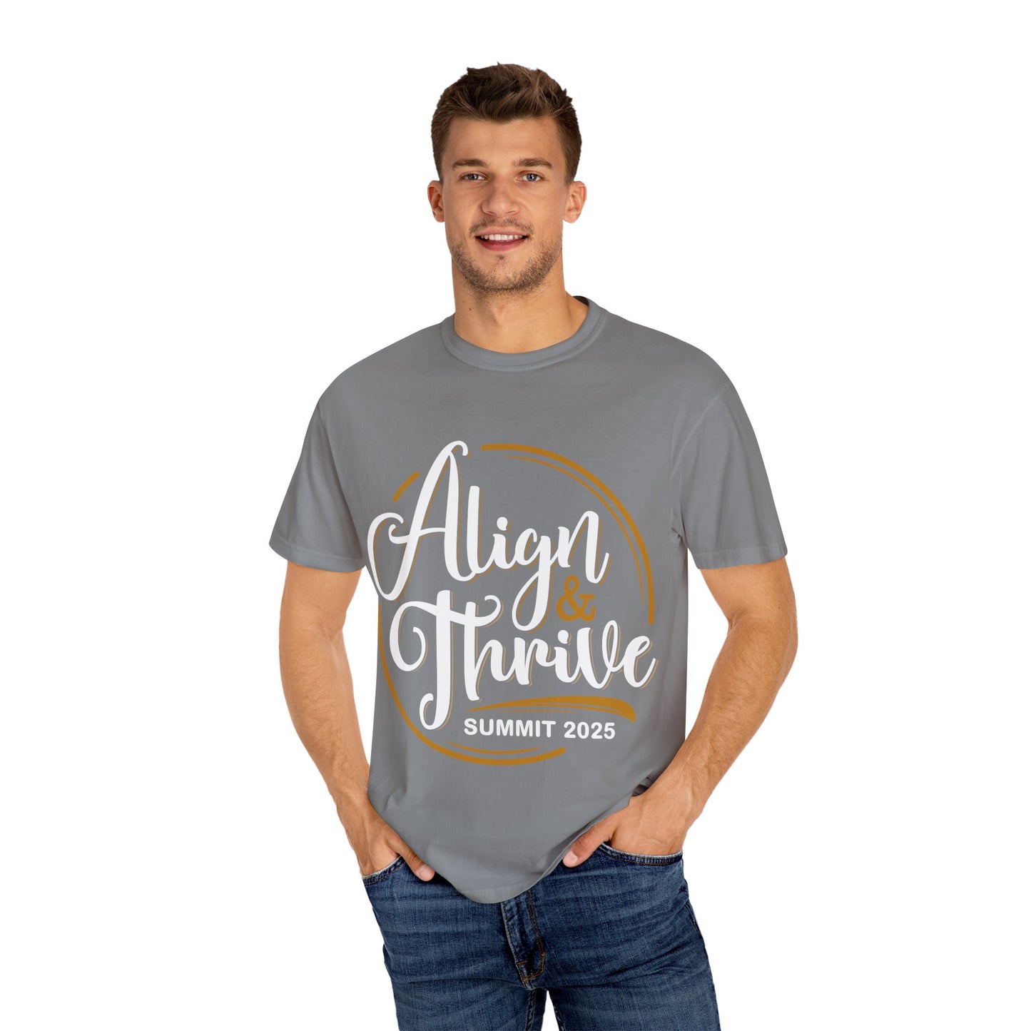Align & Thrive Unisex T-shirt, Motivational Tee, Summit 2025 Shirt, Inspirational Apparel, Relaxed Fit Shirt