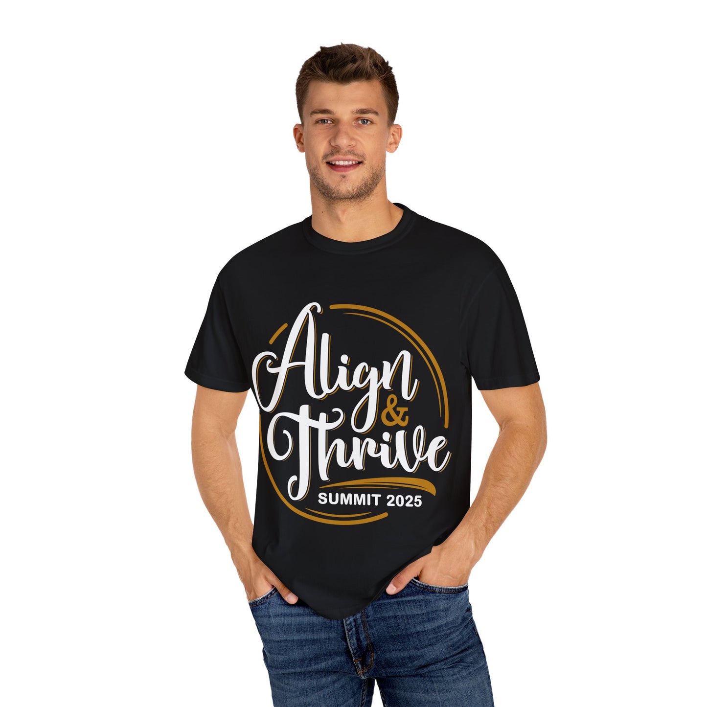 Align & Thrive Unisex T-shirt, Motivational Tee, Summit 2025 Shirt, Inspirational Apparel, Relaxed Fit Shirt