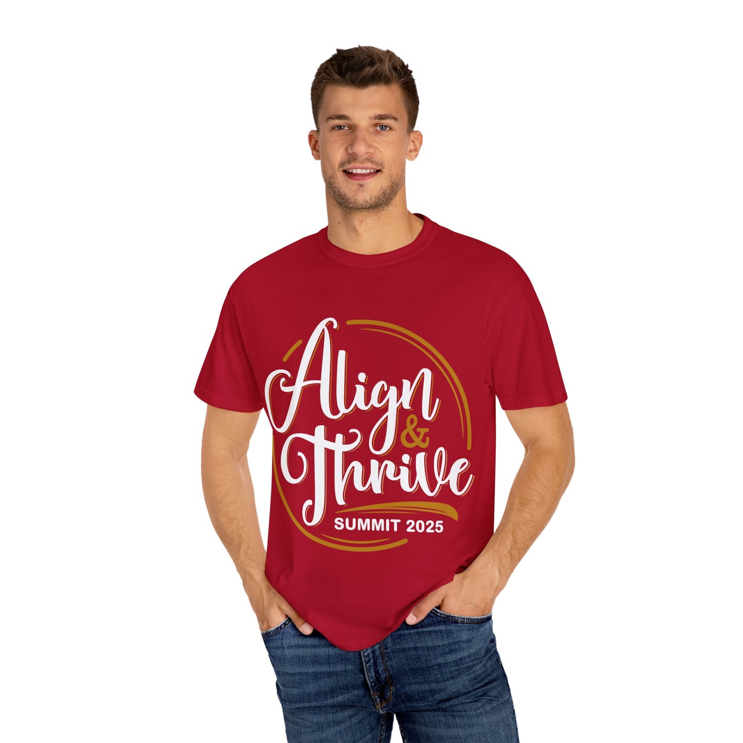 Align & Thrive Unisex T-shirt, Motivational Tee, Summit 2025 Shirt, Inspirational Apparel, Relaxed Fit Shirt