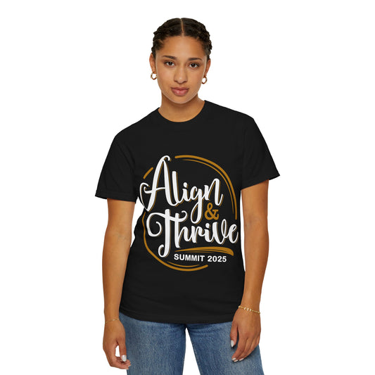 Align & Thrive Unisex T-shirt, Motivational Tee, Summit 2025 Shirt, Inspirational Apparel, Relaxed Fit Shirt