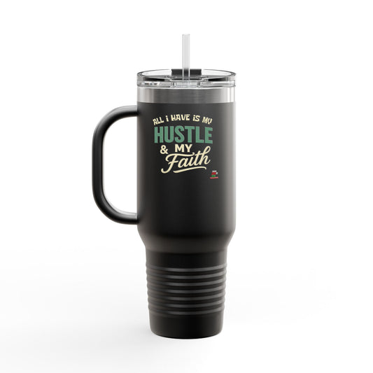 Faith Hustle Insulated Travel Mug, 40oz - Perfect for Coffee Lovers, On-the-Go, Gift for Friends, Motivational Drinkware